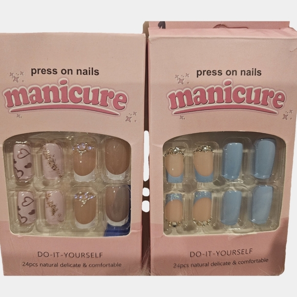 Manicure Other - Press On Nails French Manicure Hearts And Jewels 24 Piece #1-#2